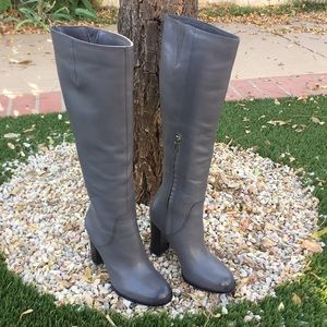 Gray Knee-High Sam Edelman Leather Boots Size 5M